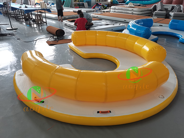 Customized Outdoor Inflatable Water Floating Island Platform Leisure Party Dock Lounges Backrest sofa Boat