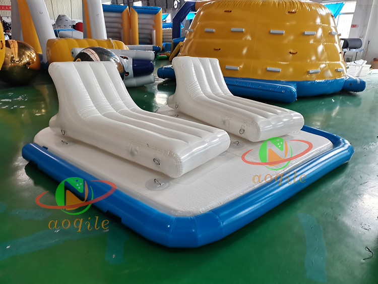 High Quality Inflatable Floating Dock Platform Inflatable Water Double lying sofa Floating Island Equipment