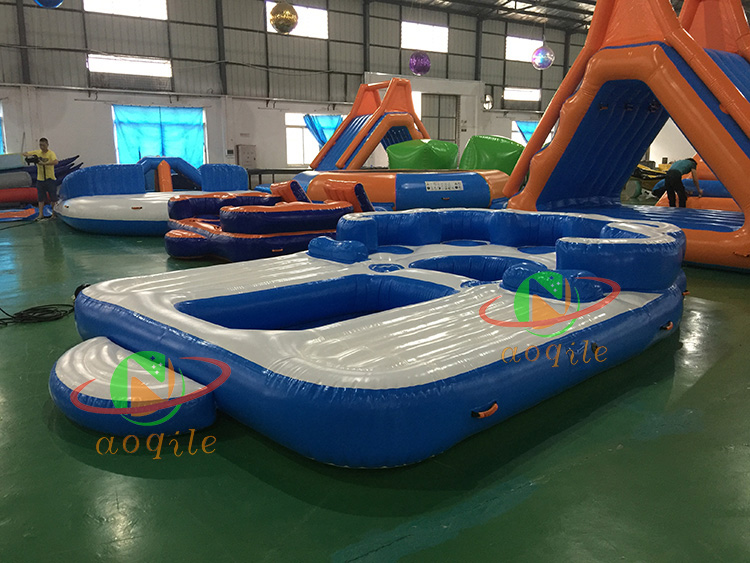 Summer Water Inflatable Equipment Backrest Leisure Floating Island Platform Dock Inflatable Lounges Sofa Boat