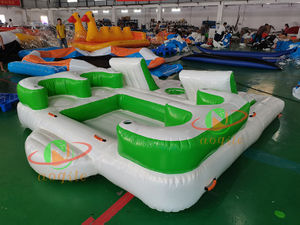 Summer Outdoor Inflatable Water Floating Island Lounge Leisure Platform Dock Water Entertainment Sofa Boat