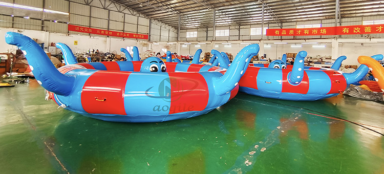 Custom Inflatable Towing Pontoon Boat Spinning Towable Octopus Shape Inflatable Disco boat