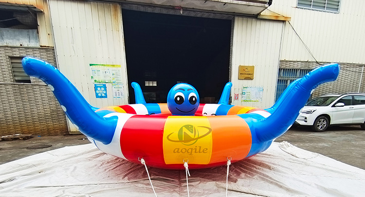 New Funny Inflatable Commercial Grade Flying Fish Boat Floating Water Octopus Game Disco Donut Boat