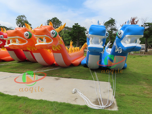 Water Play Equipment Entertainments Double Line Inflatable Dragon Boat