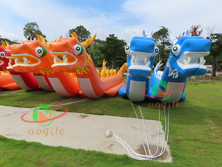 Water Play Equipment Entertainments Double Line Inflatable Dragon Boat