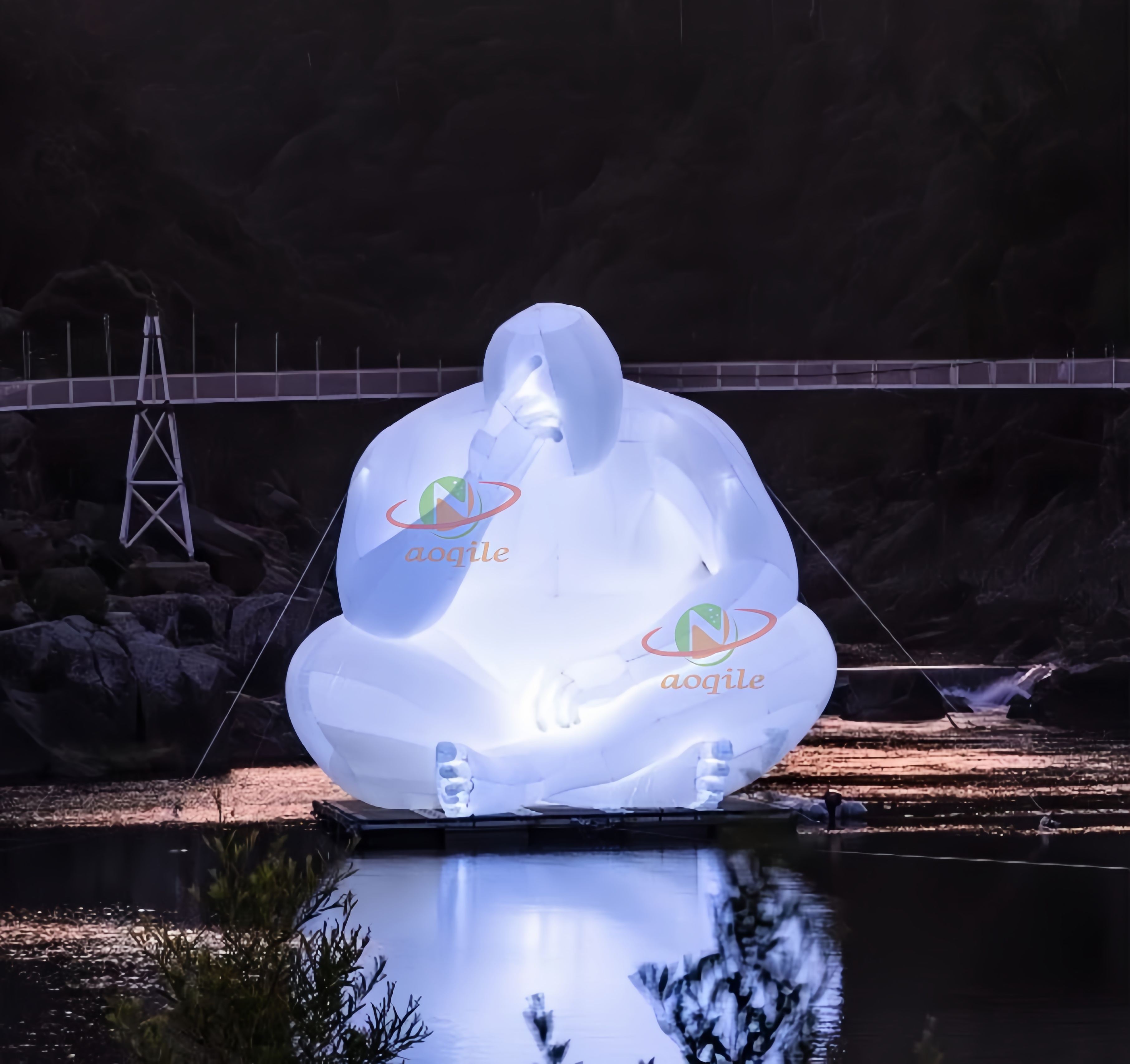 Aoqile Giant Inflatable LED-Lit Mascot Decorations PVC Material, Built-in LED Lights for Events