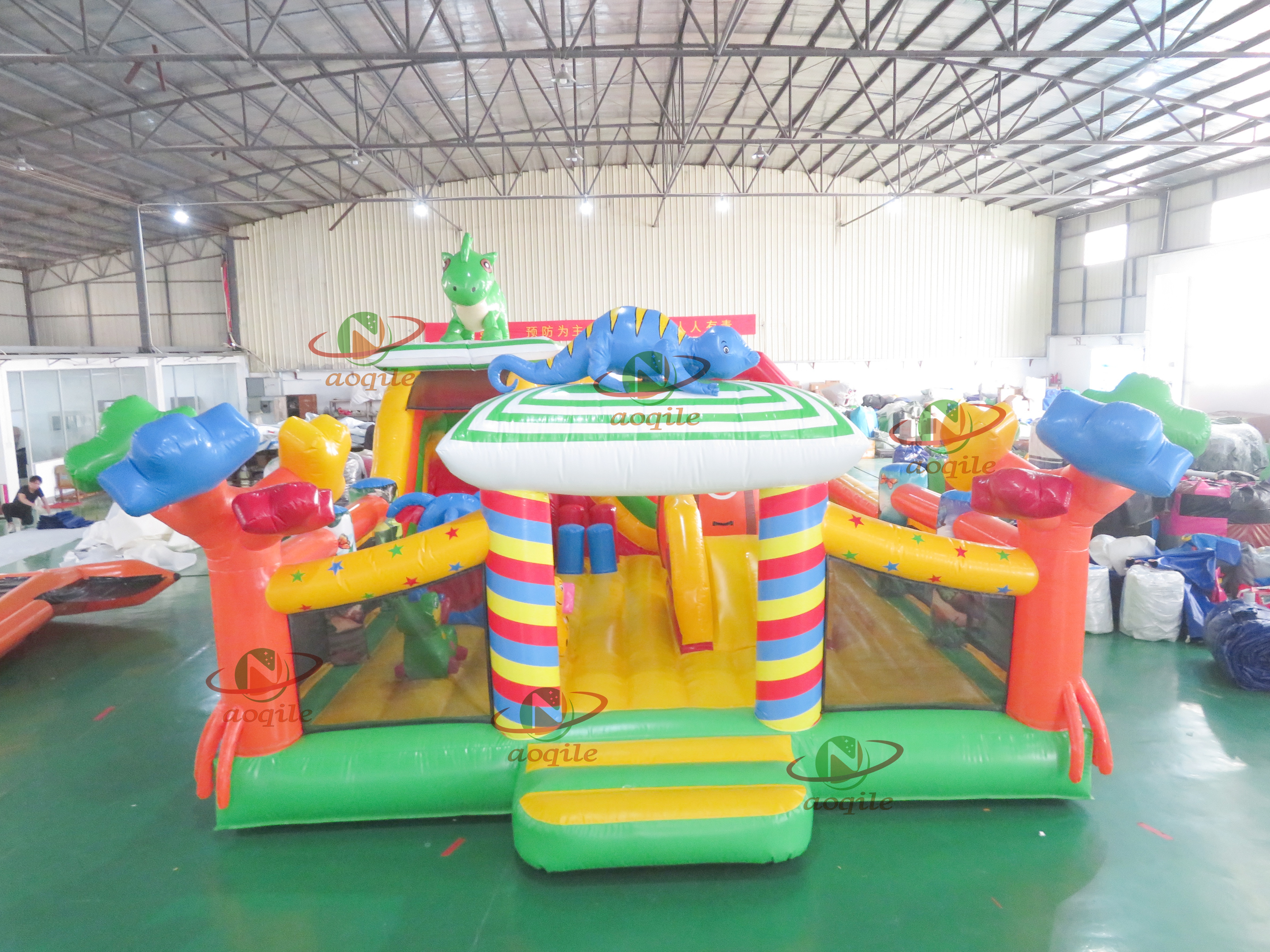 Aoqile Commercial Outdoor and Indoor Water Parks Inflatable Dinosaur Trampoline for Events
