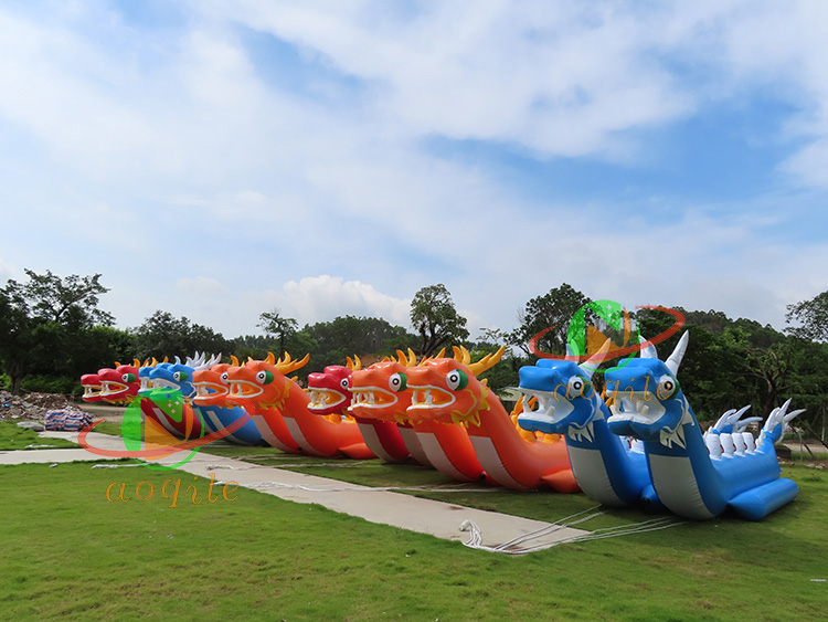 Water Play Equipment Entertainments Double Line Inflatable Dragon Boat