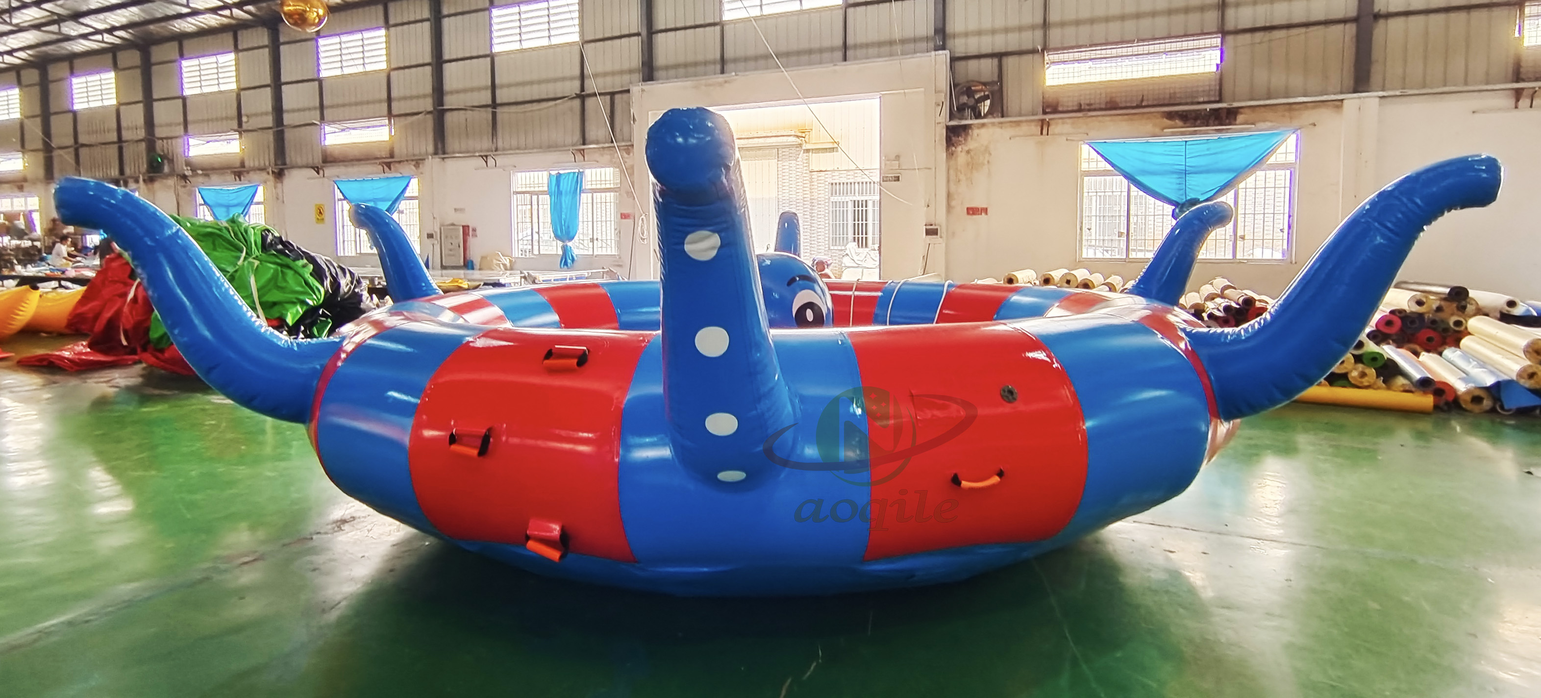 High quality PVC Tarpaulin water sports towable Colorful Inflatable octopus Disco Boat