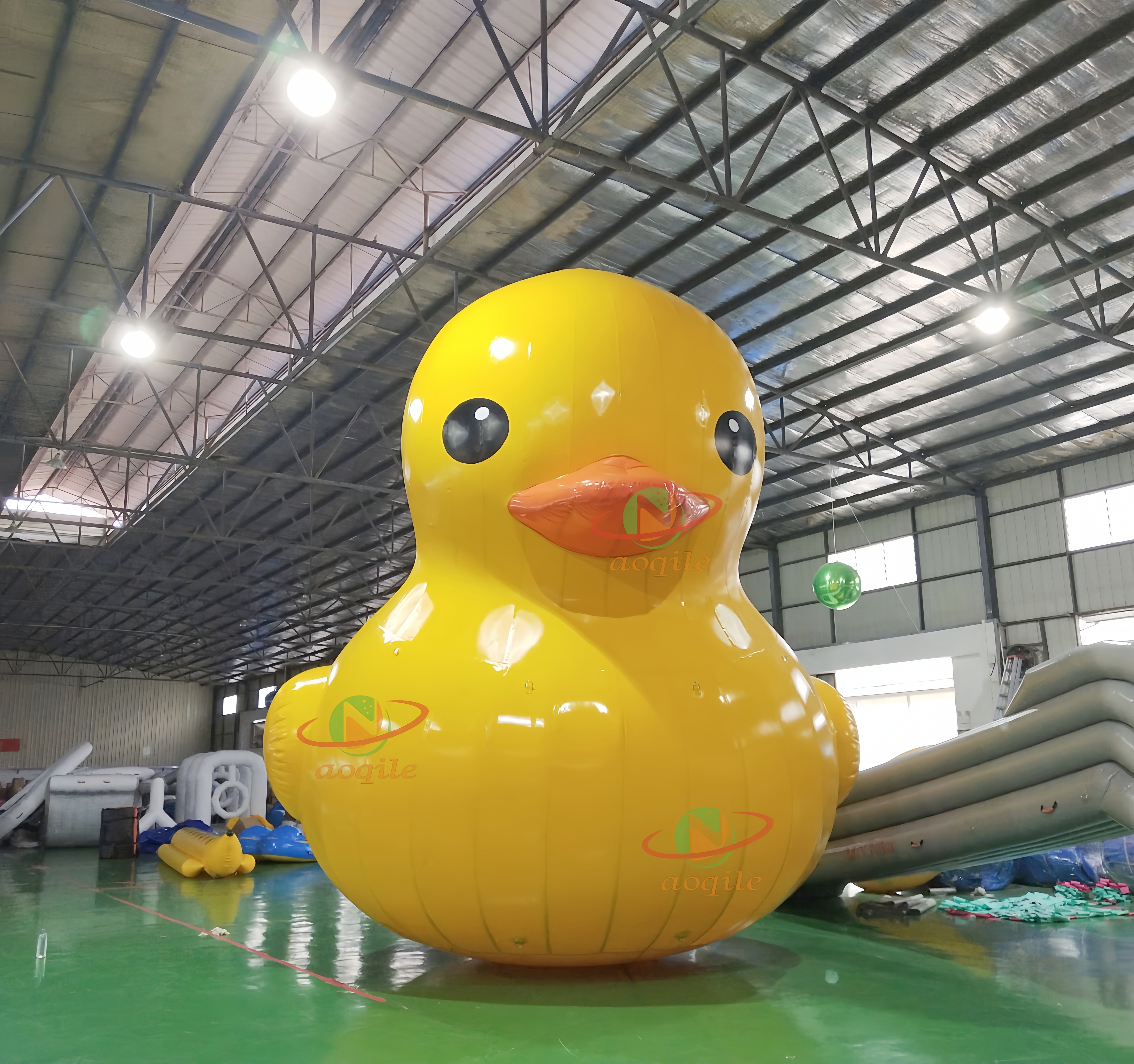 Giant Inflatable Cartoon Yellow Rubber Duck, Amusement Play Equipment Water Fixed Yellow Duck Cartoon Figure For Promotion