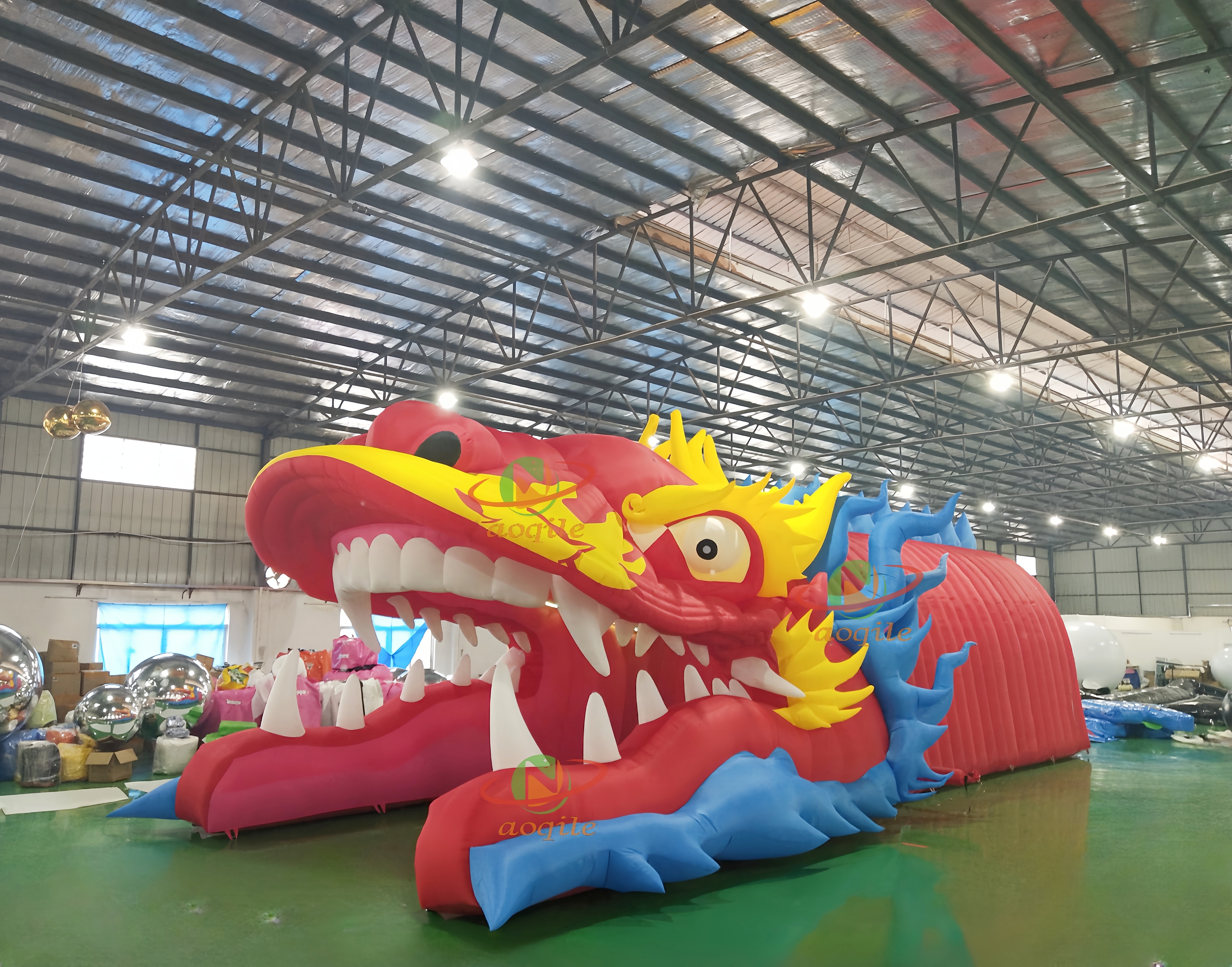 LED Lighting Inflatable Dragon Tent Outdoor Decoration Tent Dragon Head Tunnel for Party Display