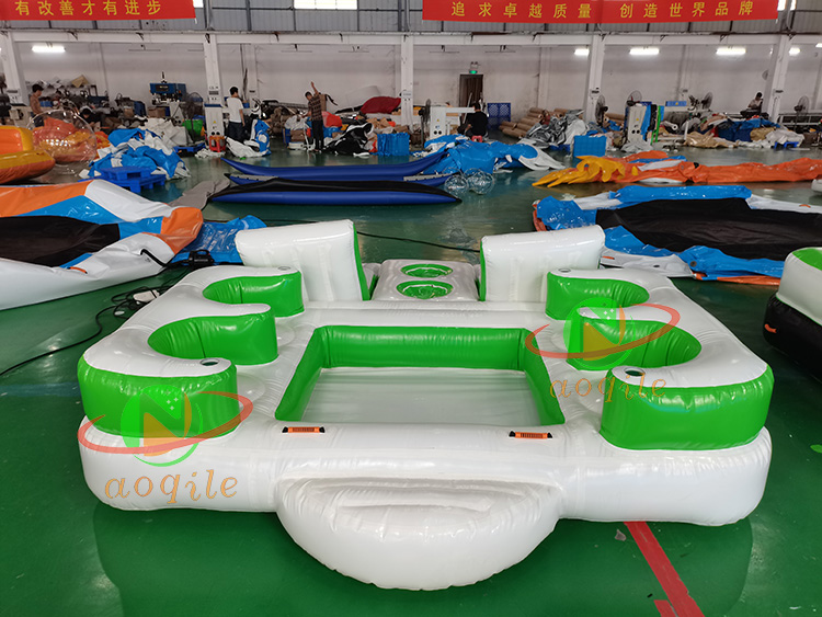 Summer Outdoor Inflatable Water Floating Island Lounge Leisure Platform Dock Water Entertainment Sofa Boat