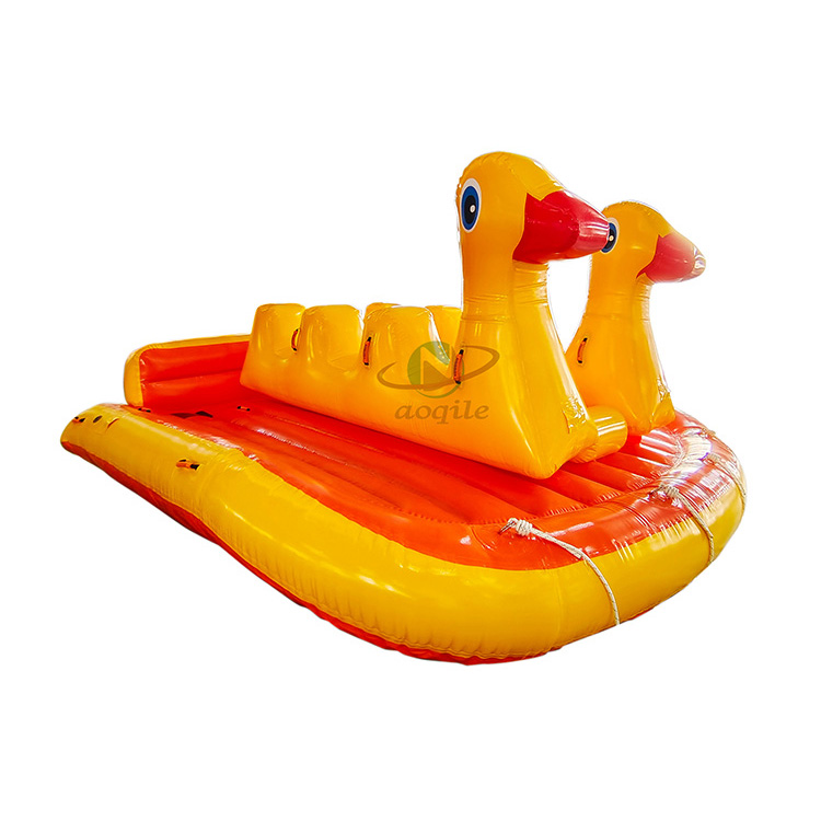 Funny Yellow Duck Inflatable Water Sports Game Banana Boat Flying Fish Water Ski Towable