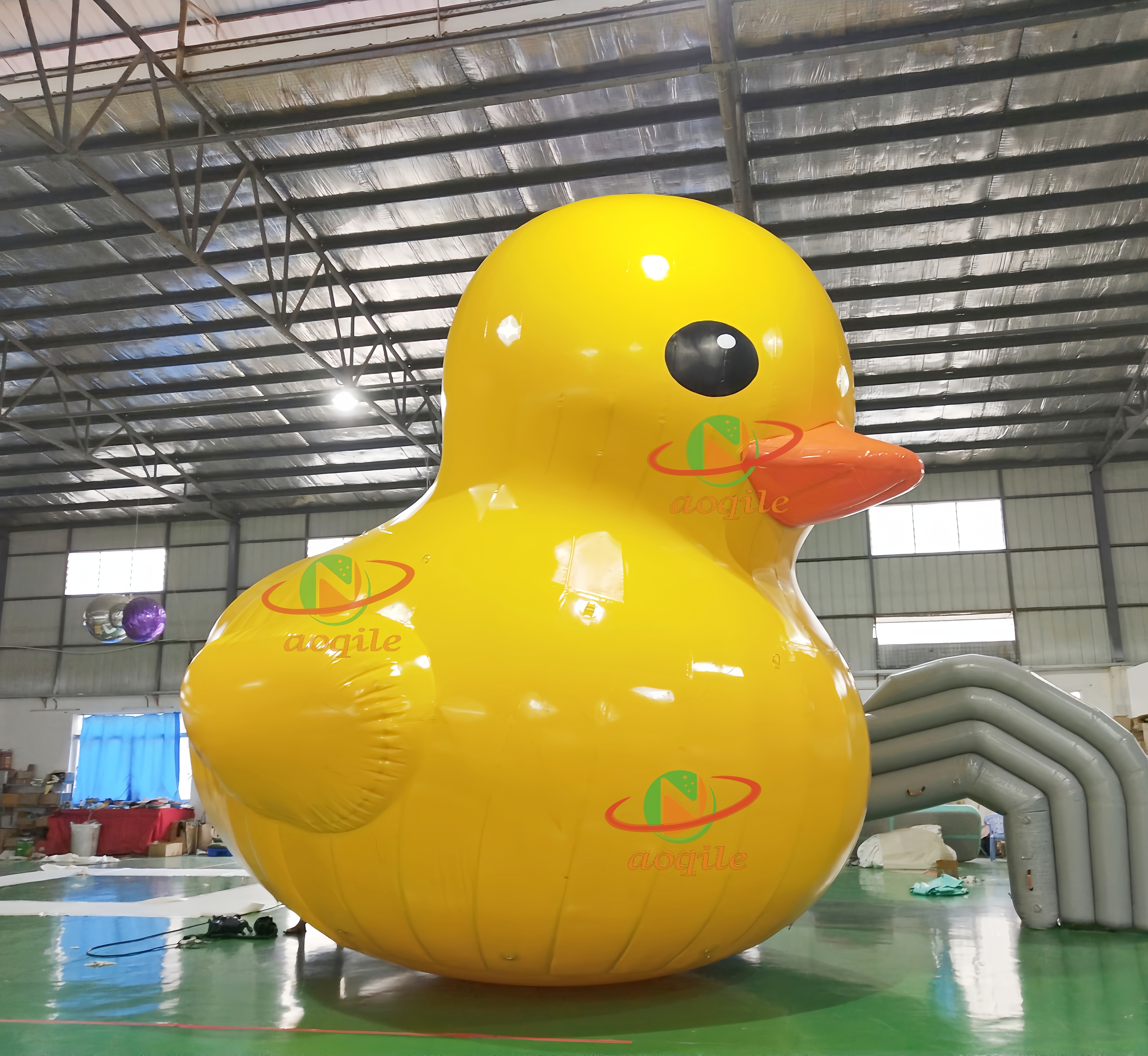 Giant Inflatable Cartoon Yellow Rubber Duck, Amusement Play Equipment Water Fixed Yellow Duck Cartoon Figure For Promotion