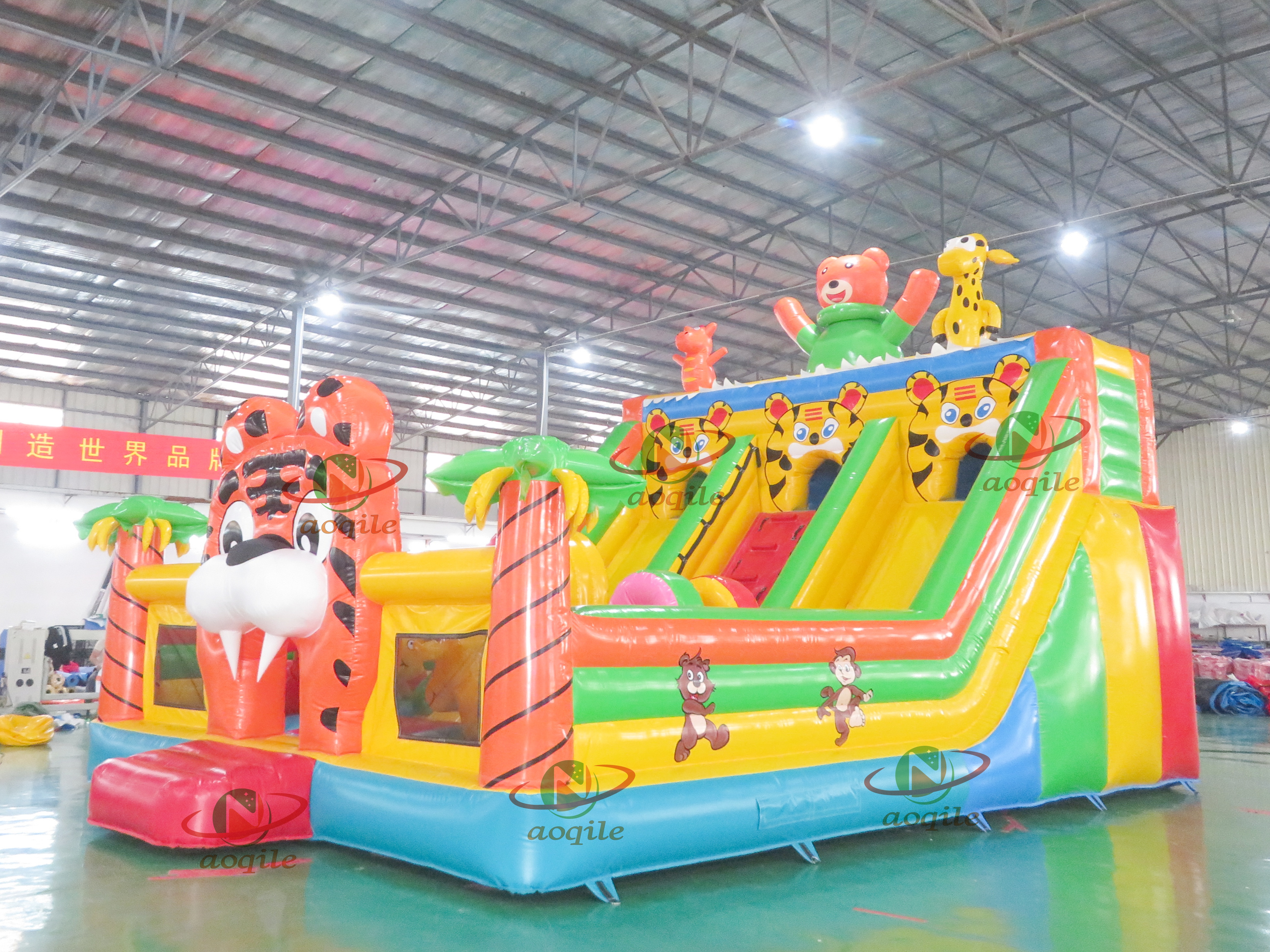 Aoqile High - Quality Outdoor Land Inflatable Tiger - Shaped Slide for Enents
