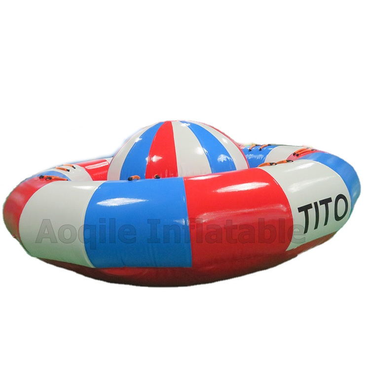 Hot Sale Water Toy Inflatable Airship Crazy Flying Saucer rotate Towable Disco Boat