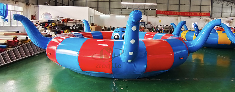 Custom Inflatable Towing Pontoon Boat Spinning Towable Octopus Shape Inflatable Disco boat