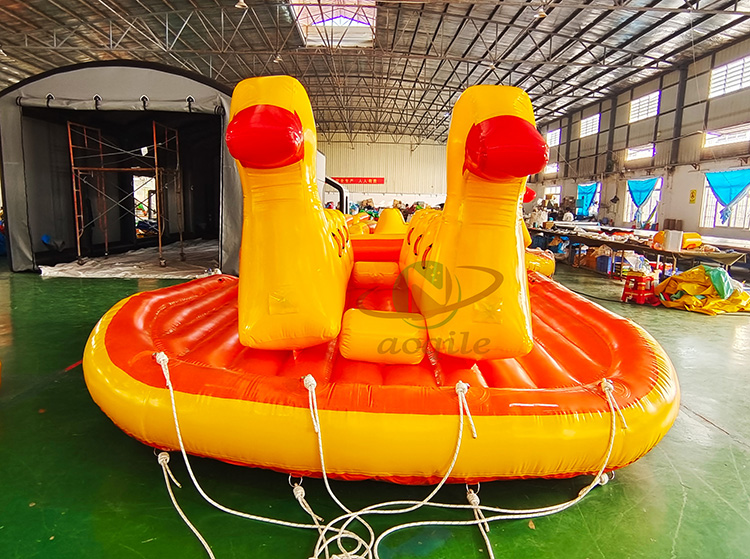 Funny Yellow Duck Inflatable Water Sports Game Banana Boat Flying Fish Water Ski Towable