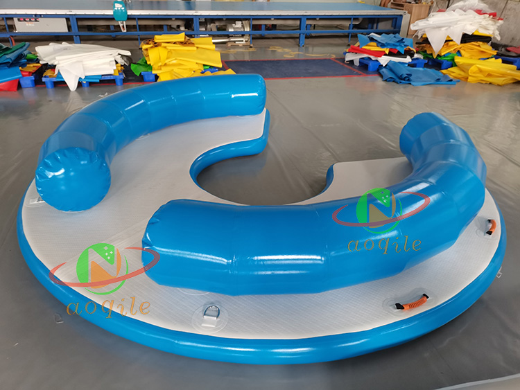 Outdoor Leisure Water Park Inflatable Floating Raft Platform Inflatable Water Round Floating Island Lounges Boat