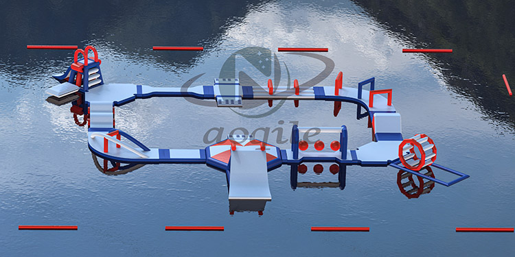 Aoqile Custom Large Inflatable Water Obstacle Combo Splash Zones for Family Water Park Holiday Fun Activities for Events