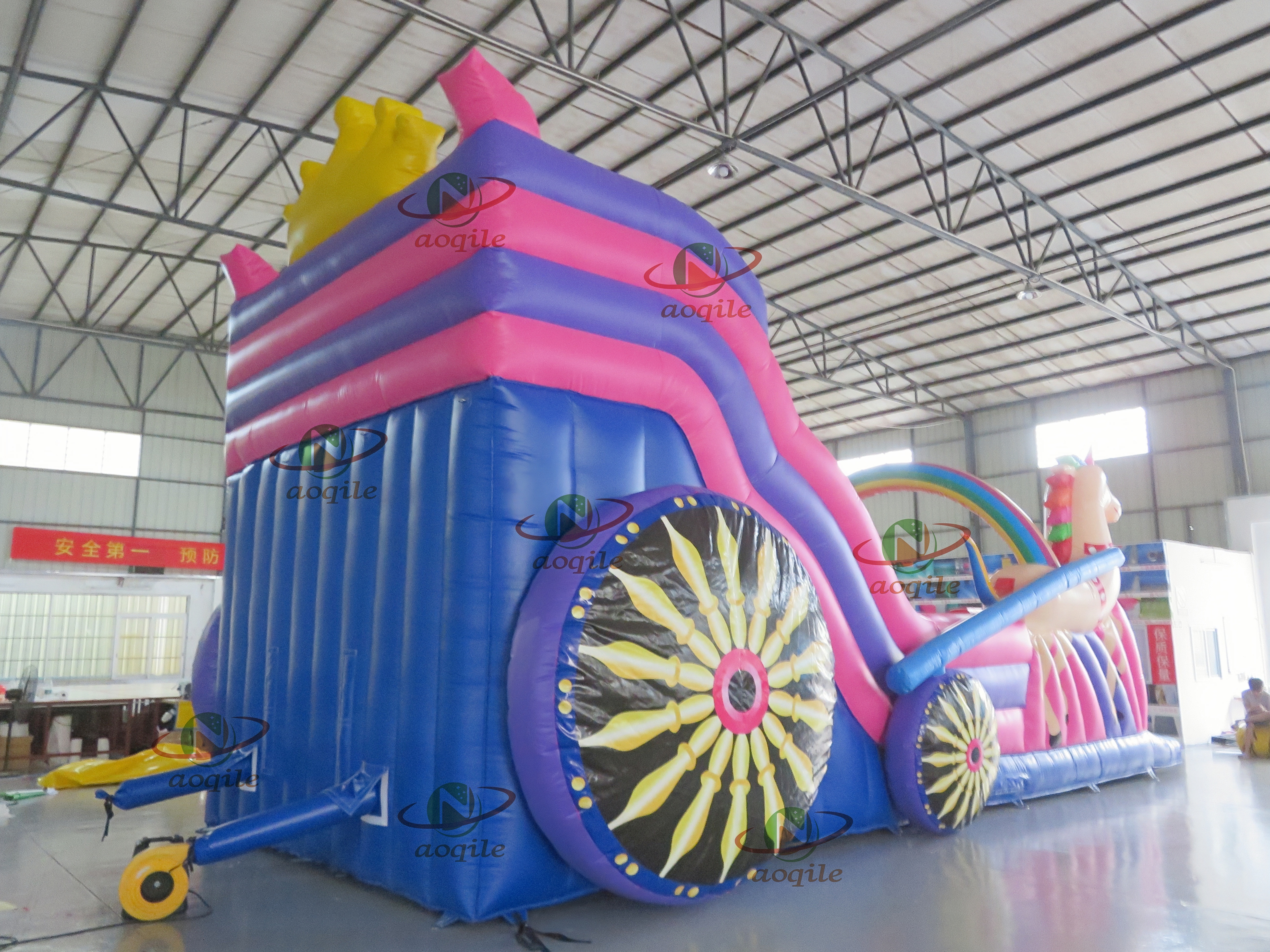 Aoqile High-quality Commercial Outdoor Water Park and Land Park Inflatable Carriage Water Slide for Events