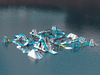 New Design Outdoor Water Games Equipment trampoline water triangle slide Inflatable Water Amusement Park