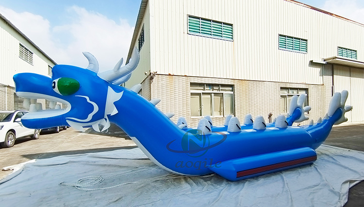 High Quality Multi Person Flying Double Tube Flying Fish Towable Double Row Inflatable Riding Dragon Boat