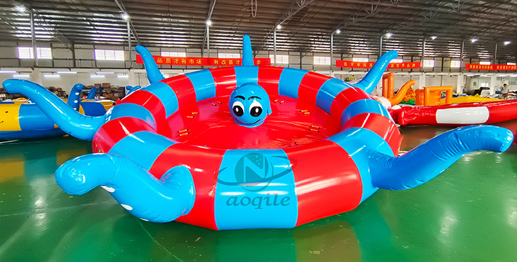 Custom Inflatable Towing Pontoon Boat Spinning Towable Octopus Shape Inflatable Disco boat