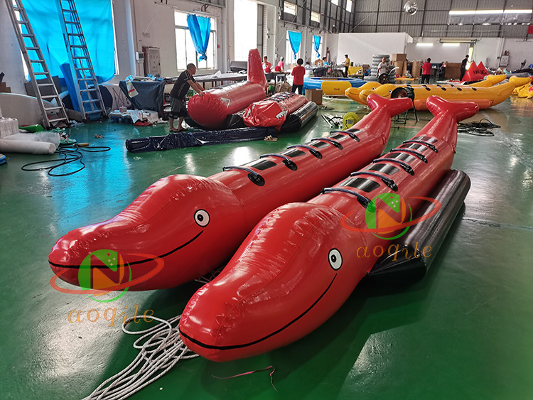 Commercial Fun Inflatable Flying Fish Boat Towable Double Tube Water Inflatable Banana Boat