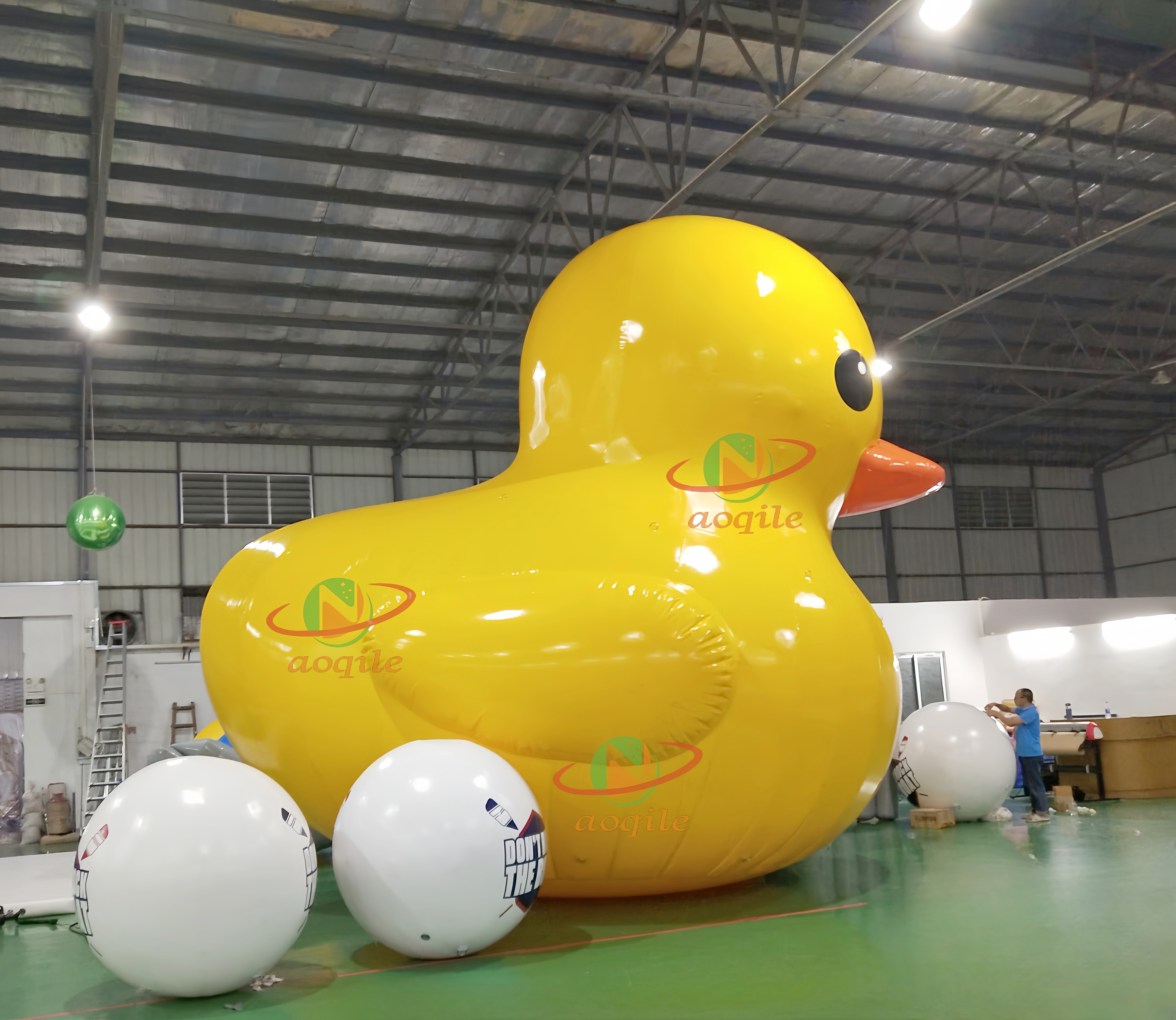 Giant Inflatable Cartoon Yellow Rubber Duck, Amusement Play Equipment Water Fixed Yellow Duck Cartoon Figure For Promotion