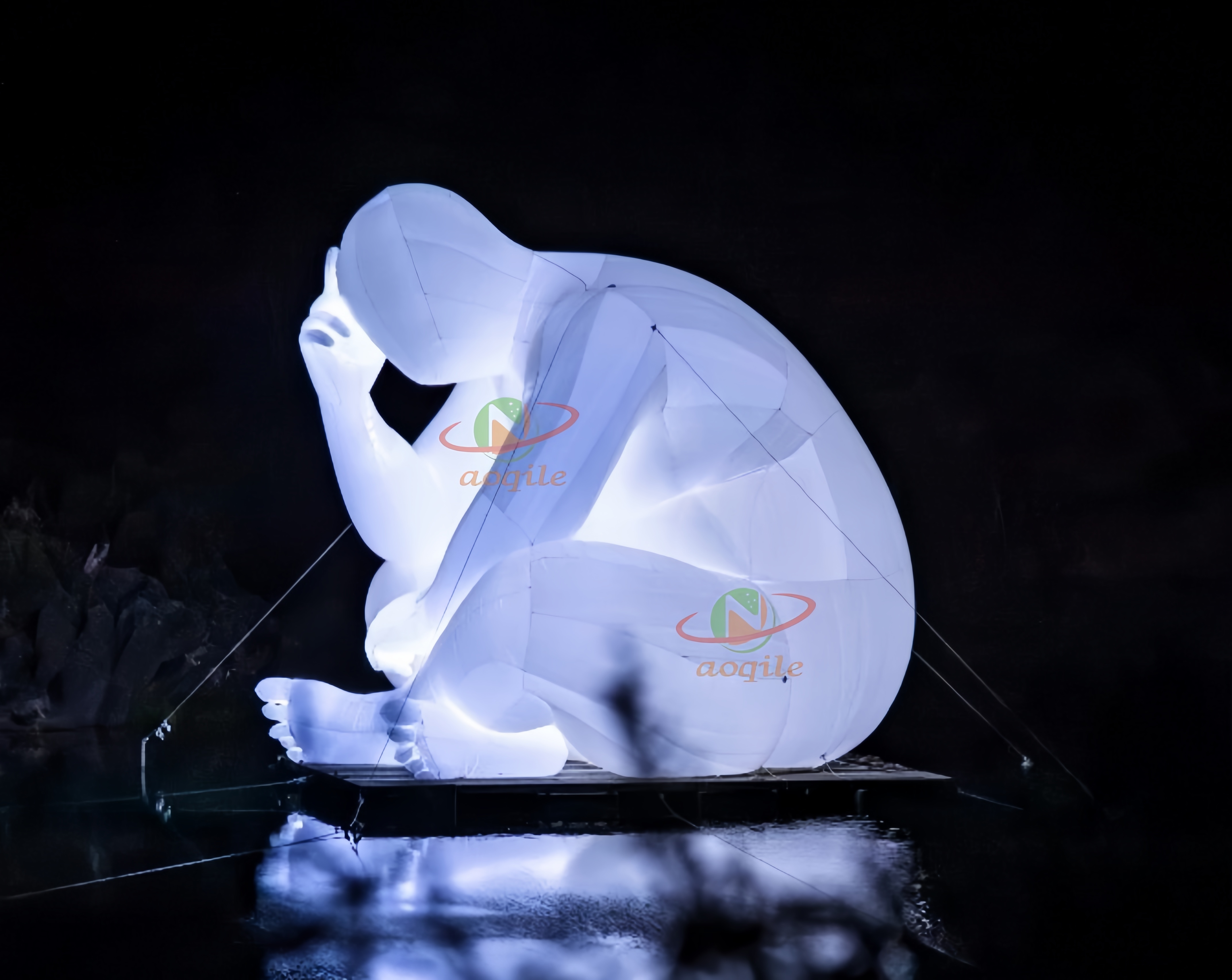 Aoqile Giant Inflatable LED-Lit Mascot Decorations PVC Material, Built-in LED Lights for Events