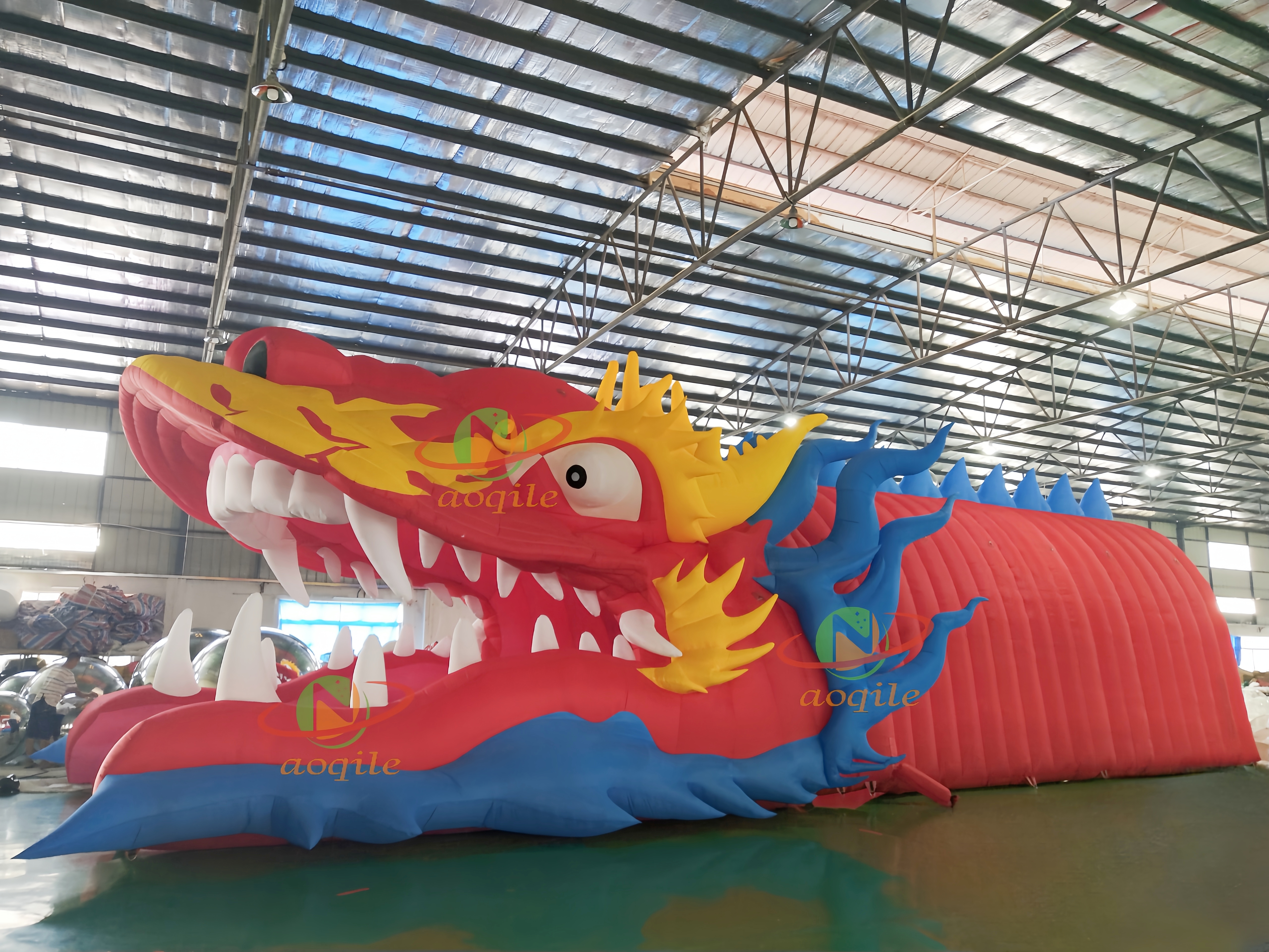 LED Lighting Inflatable Dragon Tent Outdoor Decoration Tent Dragon Head Tunnel for Party Display