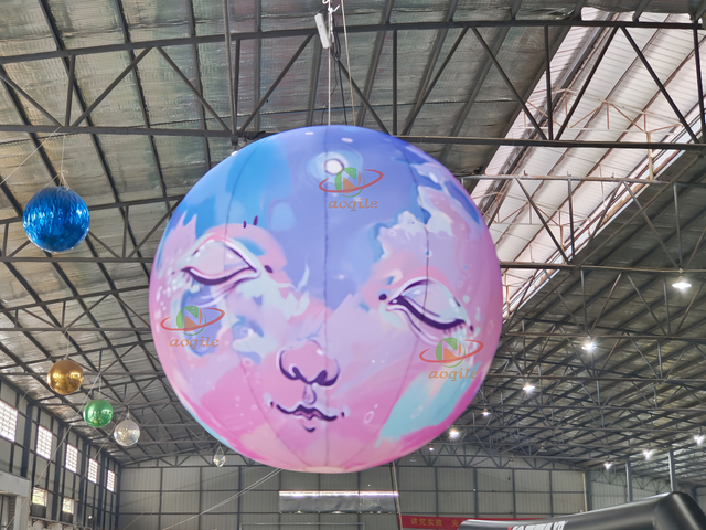 Rooftop Inflatable Air Balloon with Printing, Colorful Hot Air Balloon Inflatable Ground Balloon for Decoration