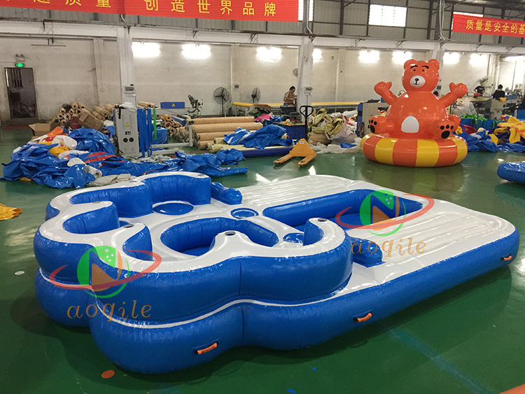 Summer Water Inflatable Equipment Backrest Leisure Floating Island Platform Dock Inflatable Lounges Sofa Boat