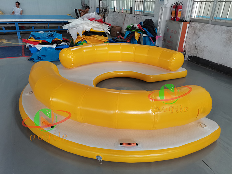 Customized Outdoor Inflatable Water Floating Island Platform Leisure Party Dock Lounges Backrest sofa Boat