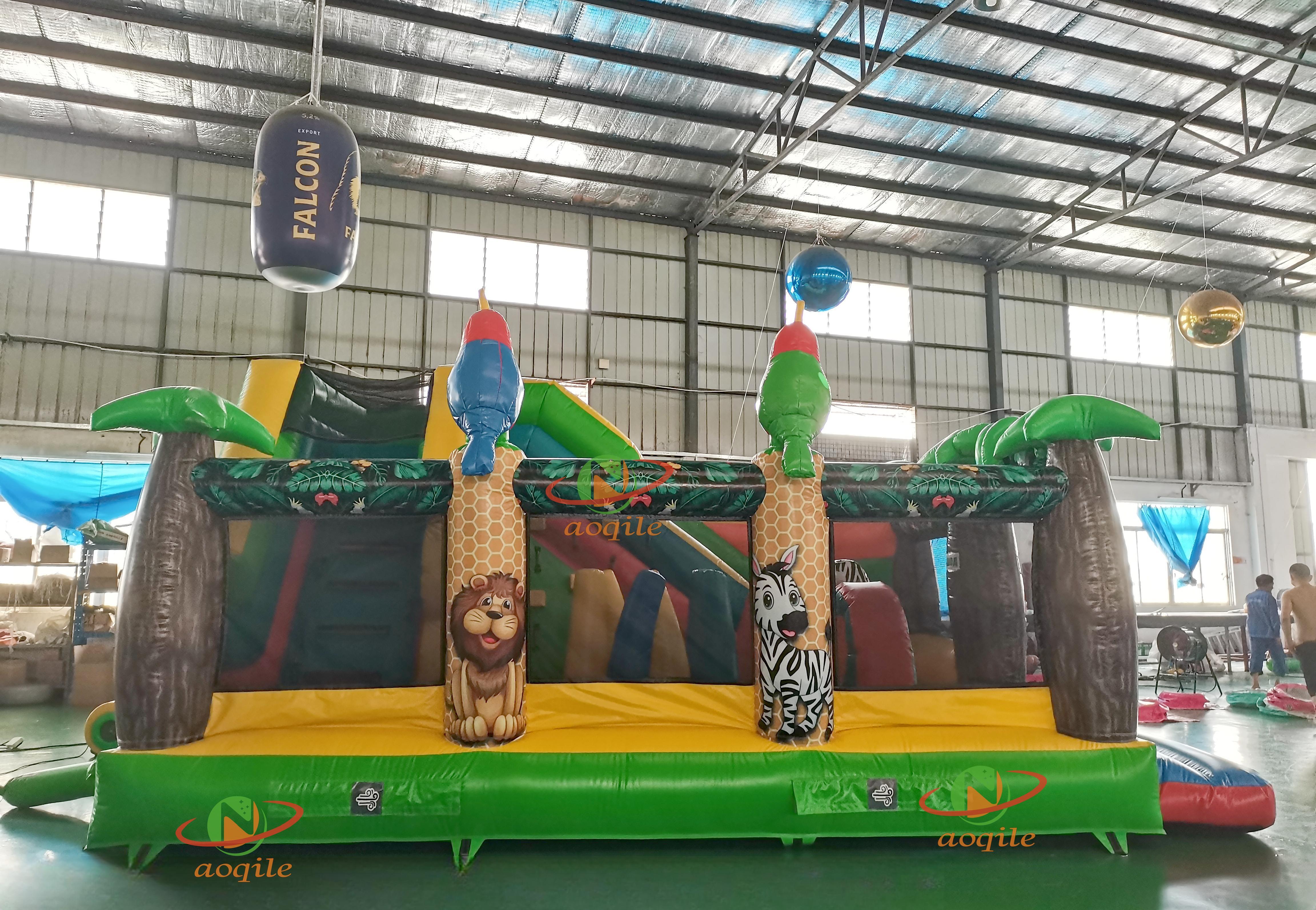 Aoqile High Quality Jungle Theme Inflatable Trampoline Durable PVC Animal Prints for Events